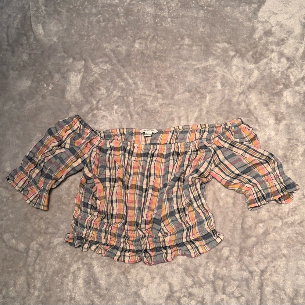 Off the shoulder plaid crop top